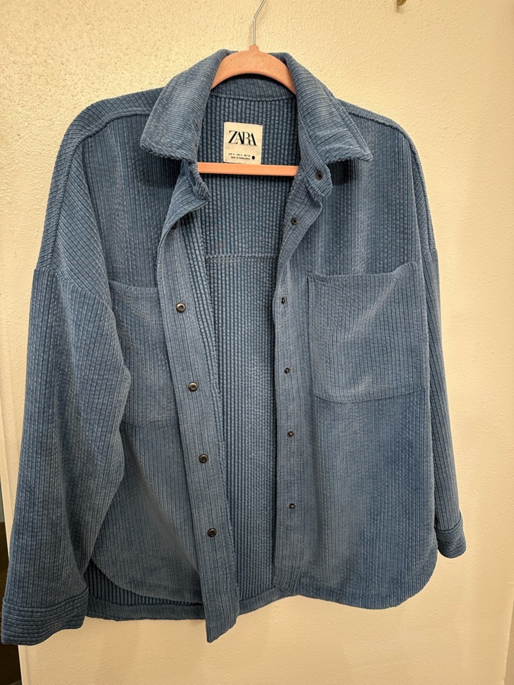 Zara Dusty Blue Corduroy Shacket